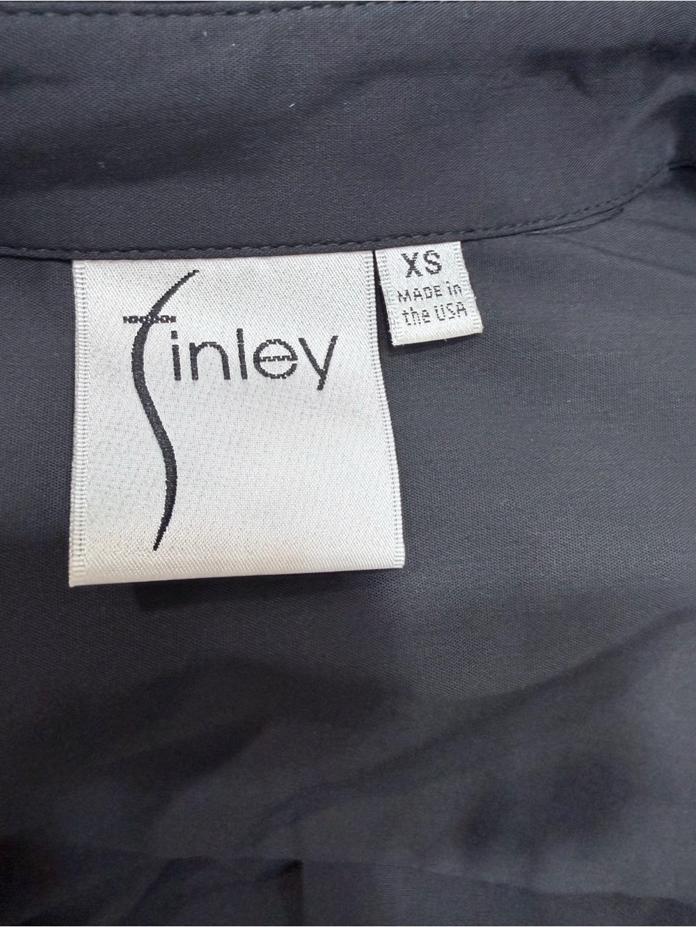 Finley Bomba Black Poplin Twist Puff-Sleeve Ladies Button-Down Top - Size XS - Picture 9 of 10